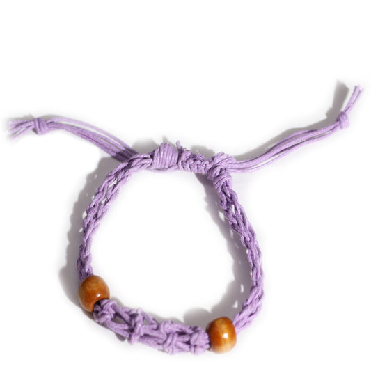 Bracelet en macramé et pierres précieuses 20-28 cm - Violet