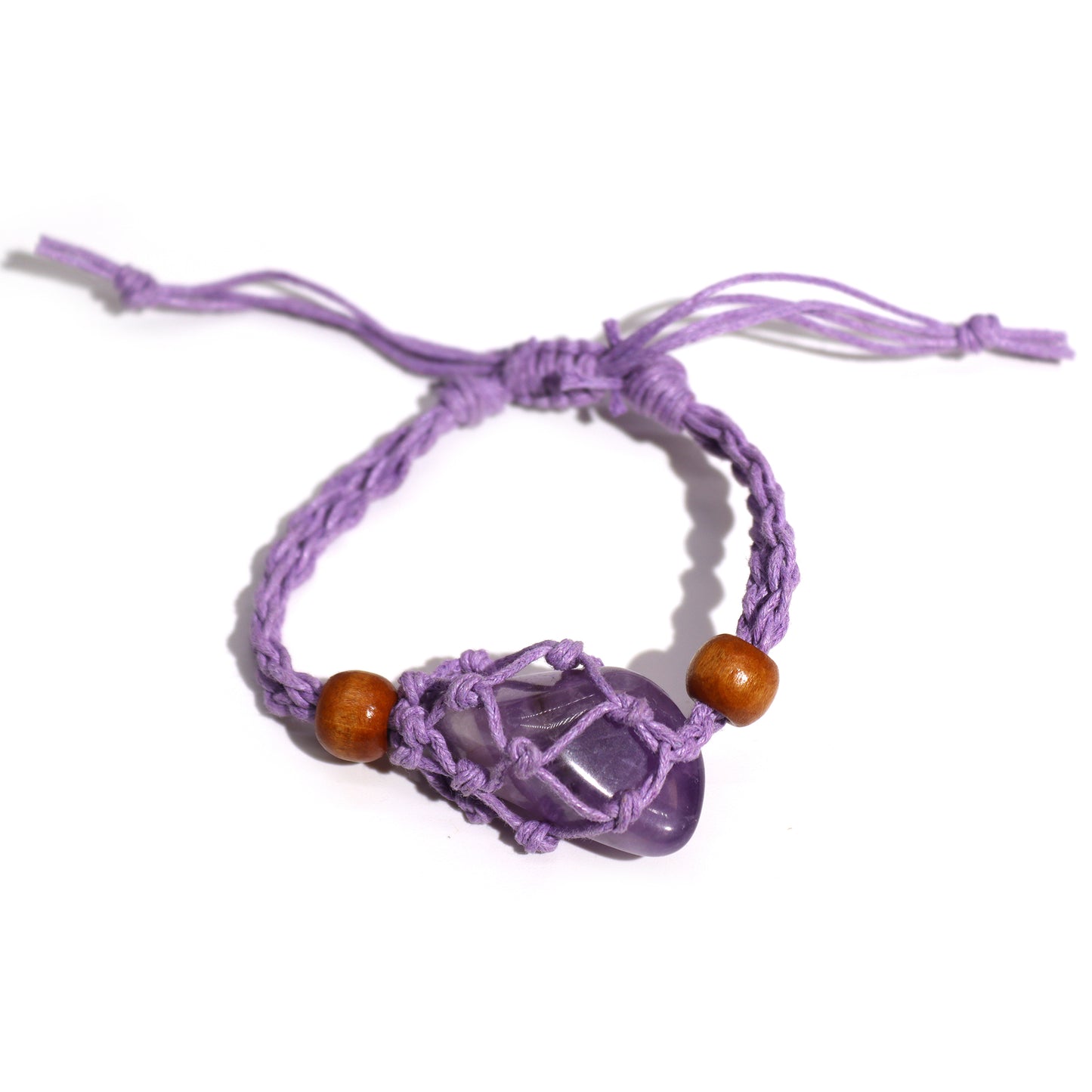 Makramee Edelsteinarmband 20-28cm - Lila