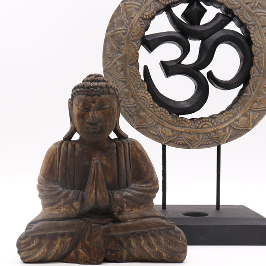 Ensemble Bouddha Feng Shui - Om - Gris et Noir