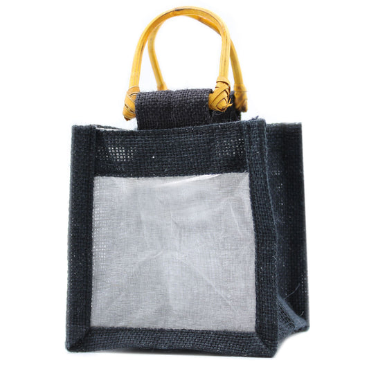 Bolsa de regalo de yute puro y algodón con ventana - 1 Ventana