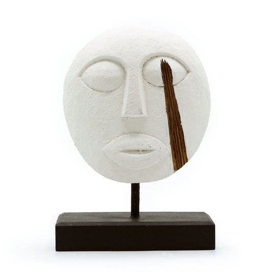 Dekorative Timor-Stammesmaske – Weiß, 27 x 20 cm