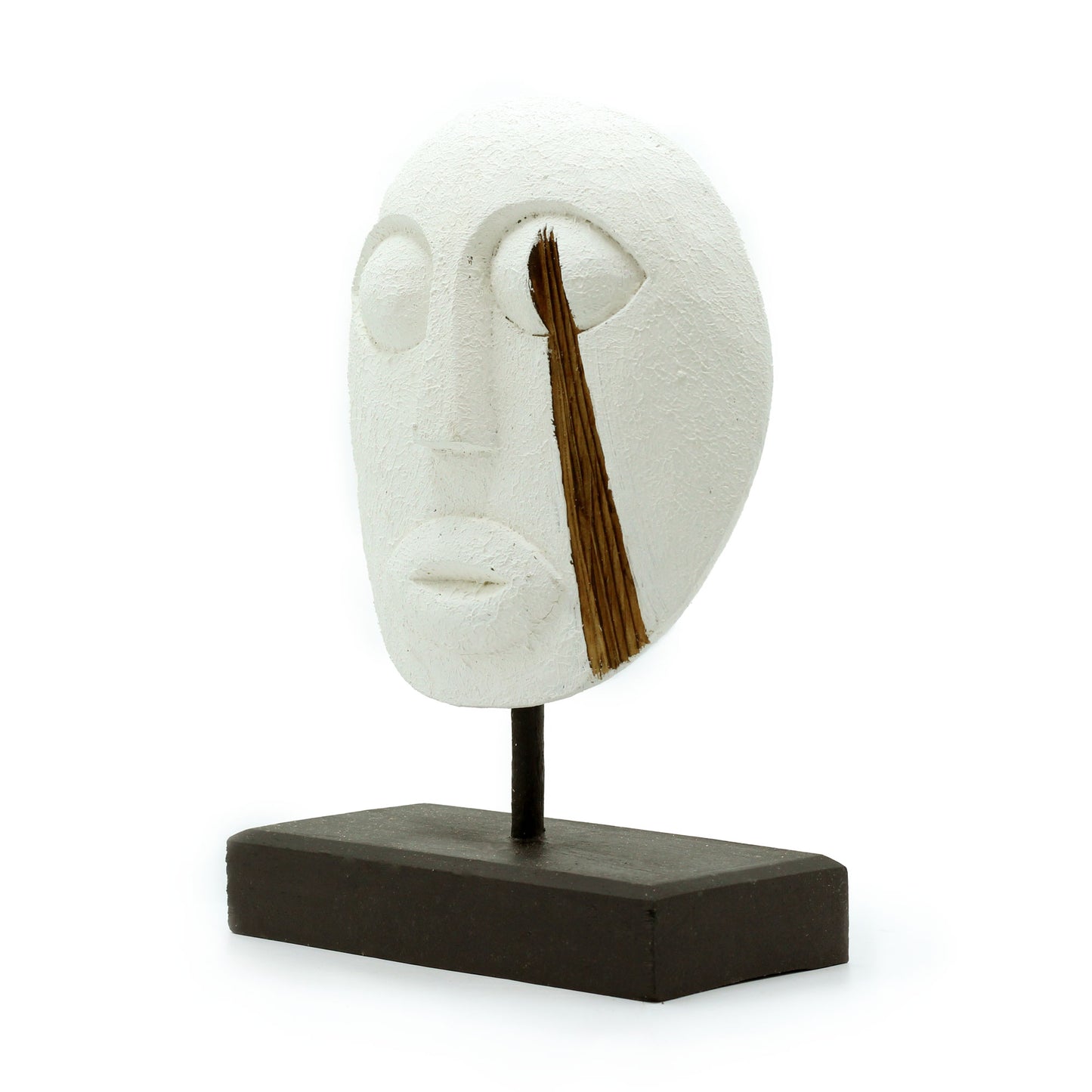 Dekorative Timor-Stammesmaske – Weiß, 27 x 20 cm