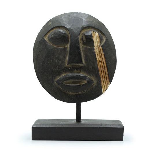Dekorative Timor-Stammesmaske – Schwarz, 27 x 20 cm