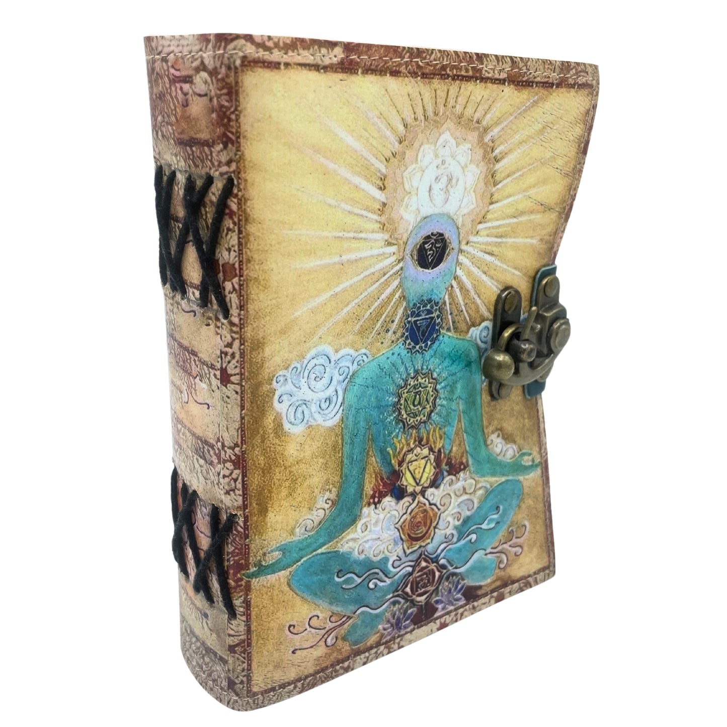 Carnet en cuir - Bouddha 7 Chakras - 12,5x17,5cm