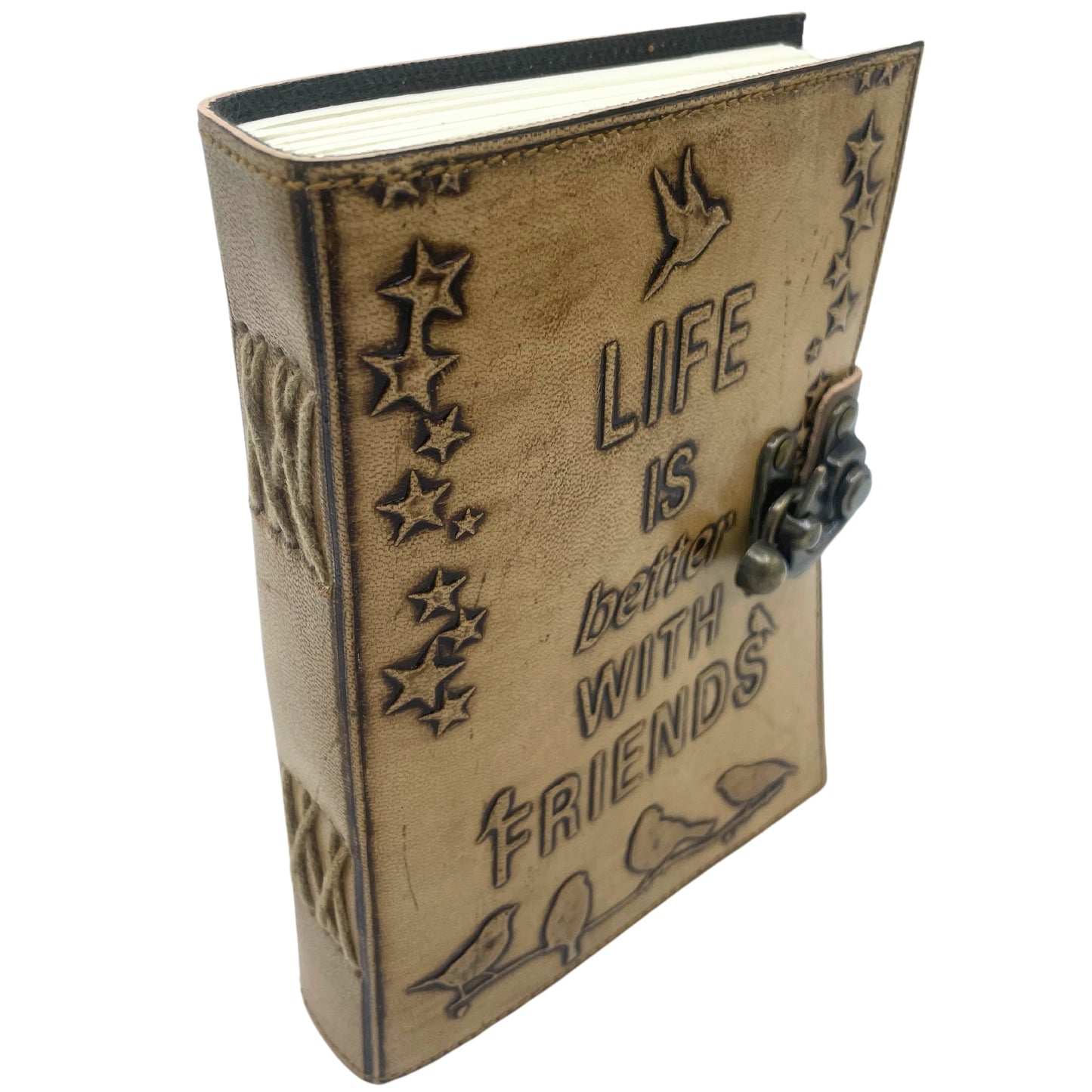 Journal en cuir - La vie est meilleure avec des amis - 12,5x17,5cm