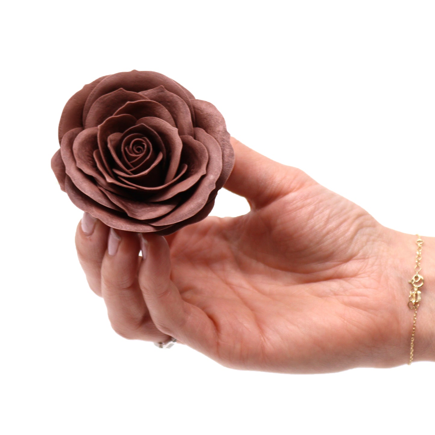 Handgemachte Seifenblume - Große Vintage Rose - Schokolade