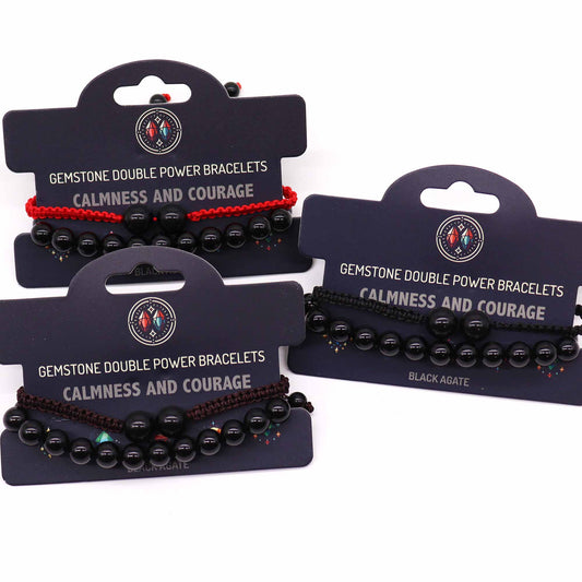 Bracelets Double Pouvoir - Agate Noire