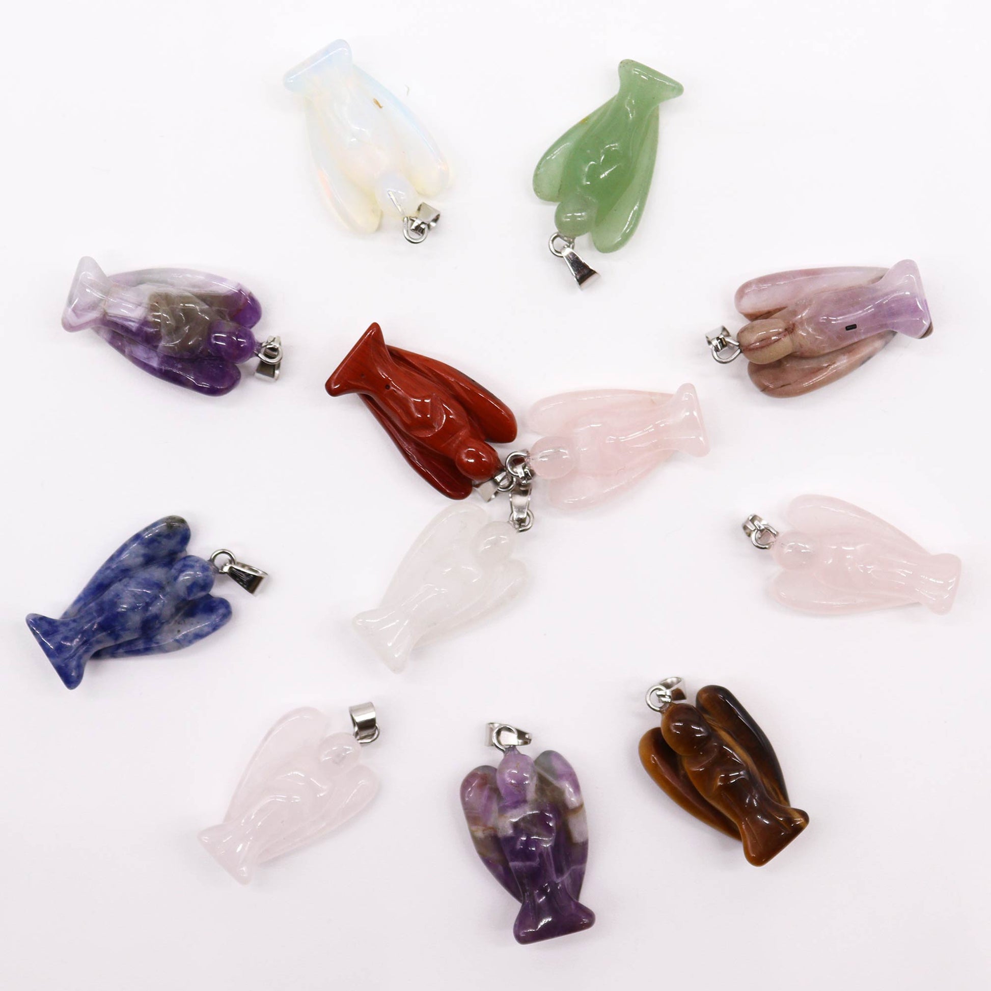 12 x Colgantes de gemas Mini Ángeles - 26x18mm