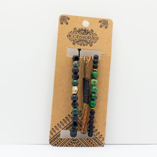 Ensemble de bracelets pour homme - Vert extérieur