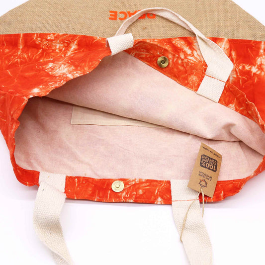 Sac entièrement naturel - Orange - Main Namasté - Paix