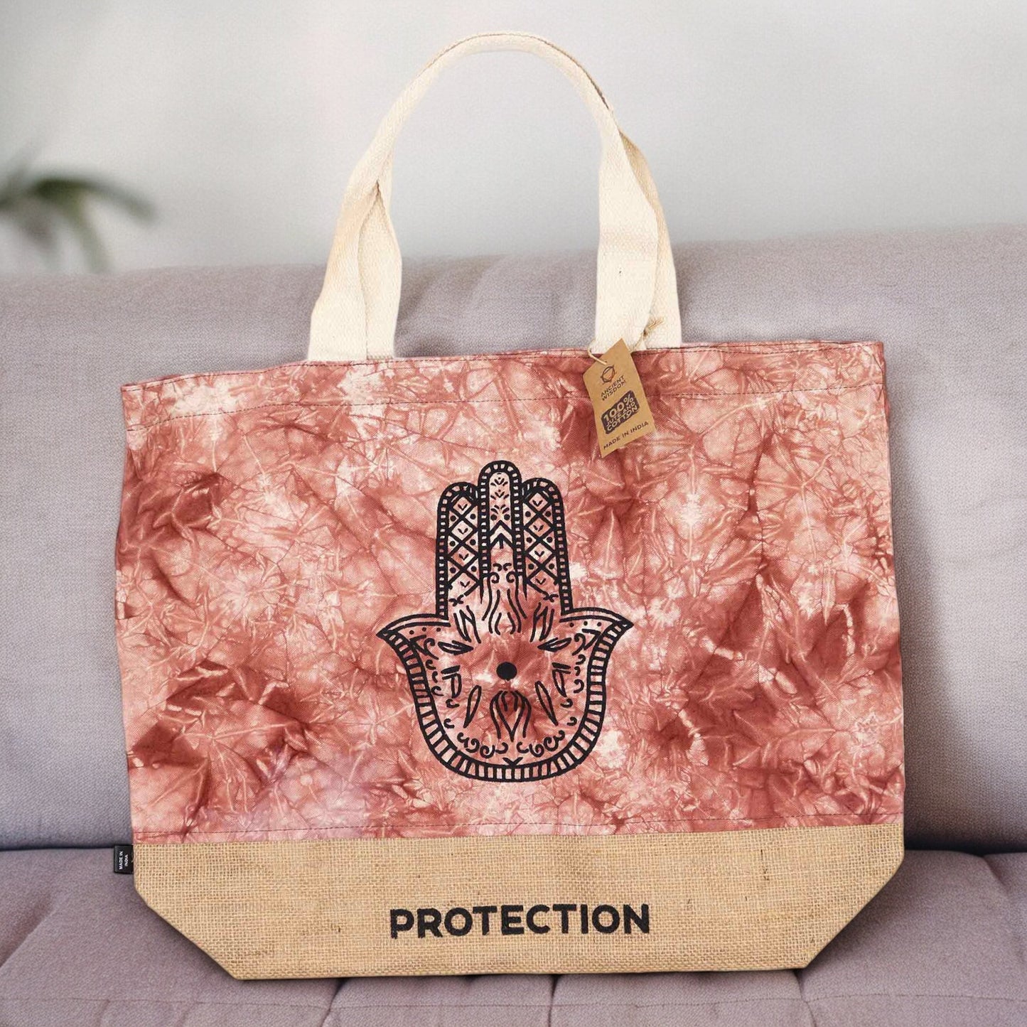 Sac entièrement naturel - Terre cuite - Hamsa - Protection