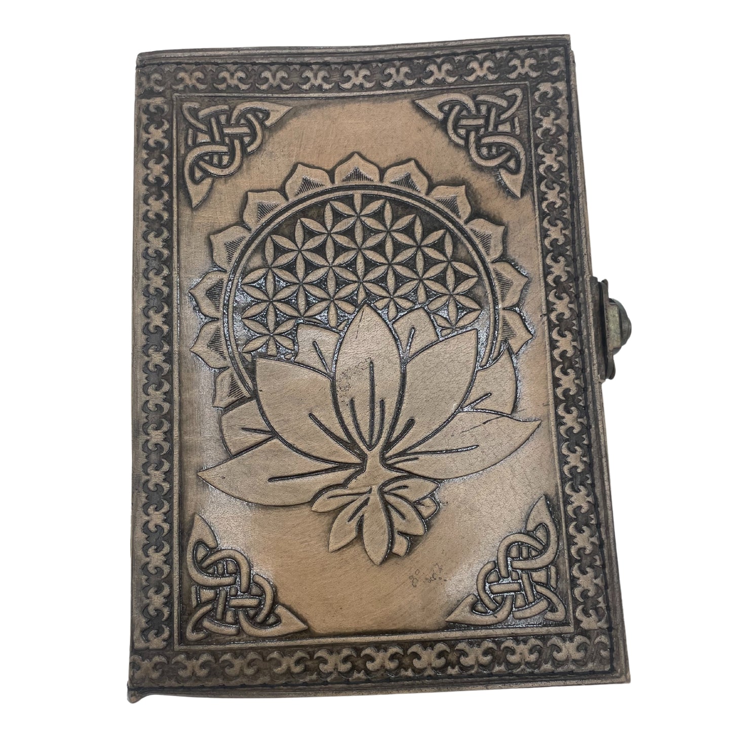Carnet de notes ésotérique Mandala Lotus - Vintage avec bordure cousue