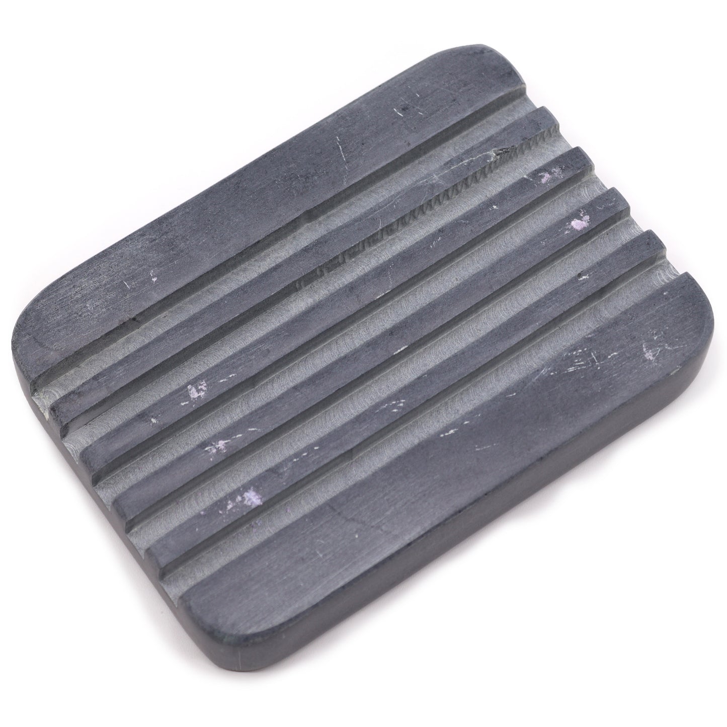 Porte-savon en stéatite grise 12 x 8,5 cm - Rainures profondes