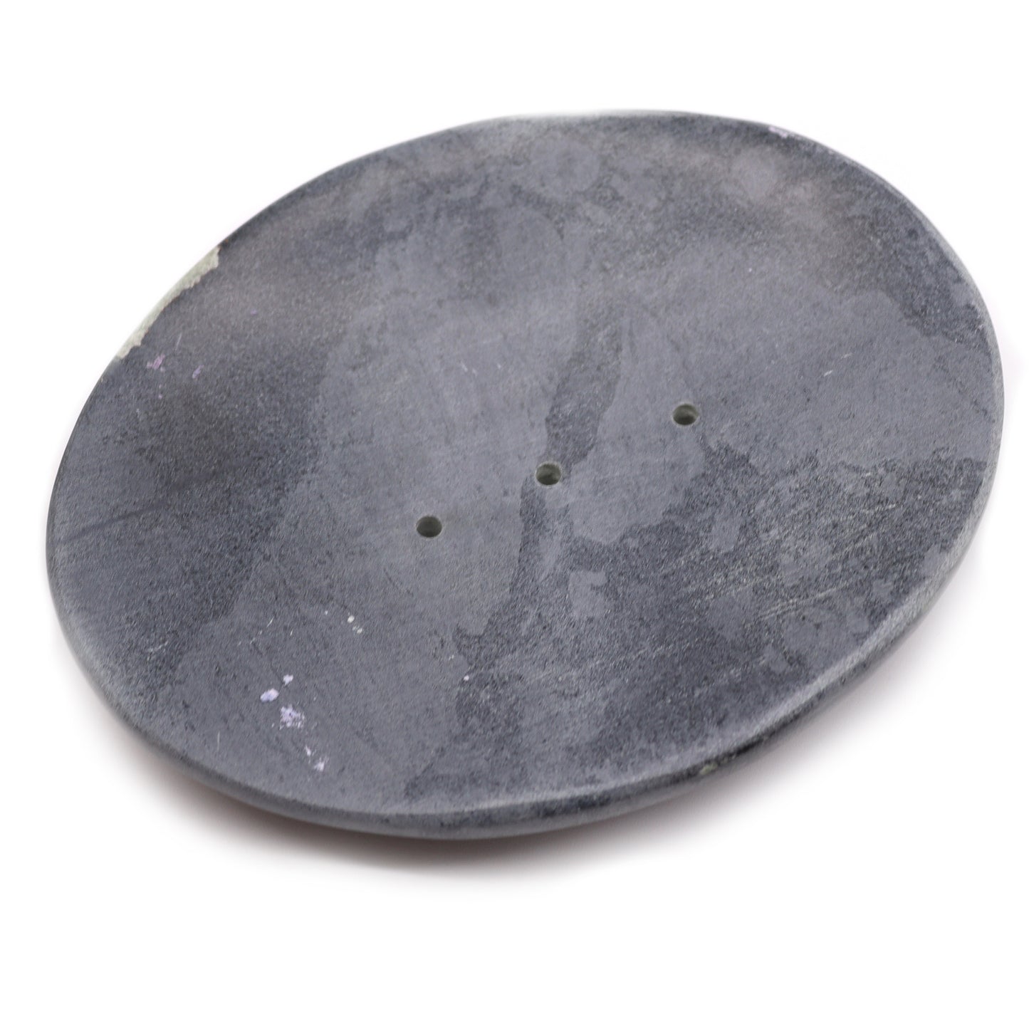 Porte-savon en stéatite grise 10 x 12 cm - Ovale classique