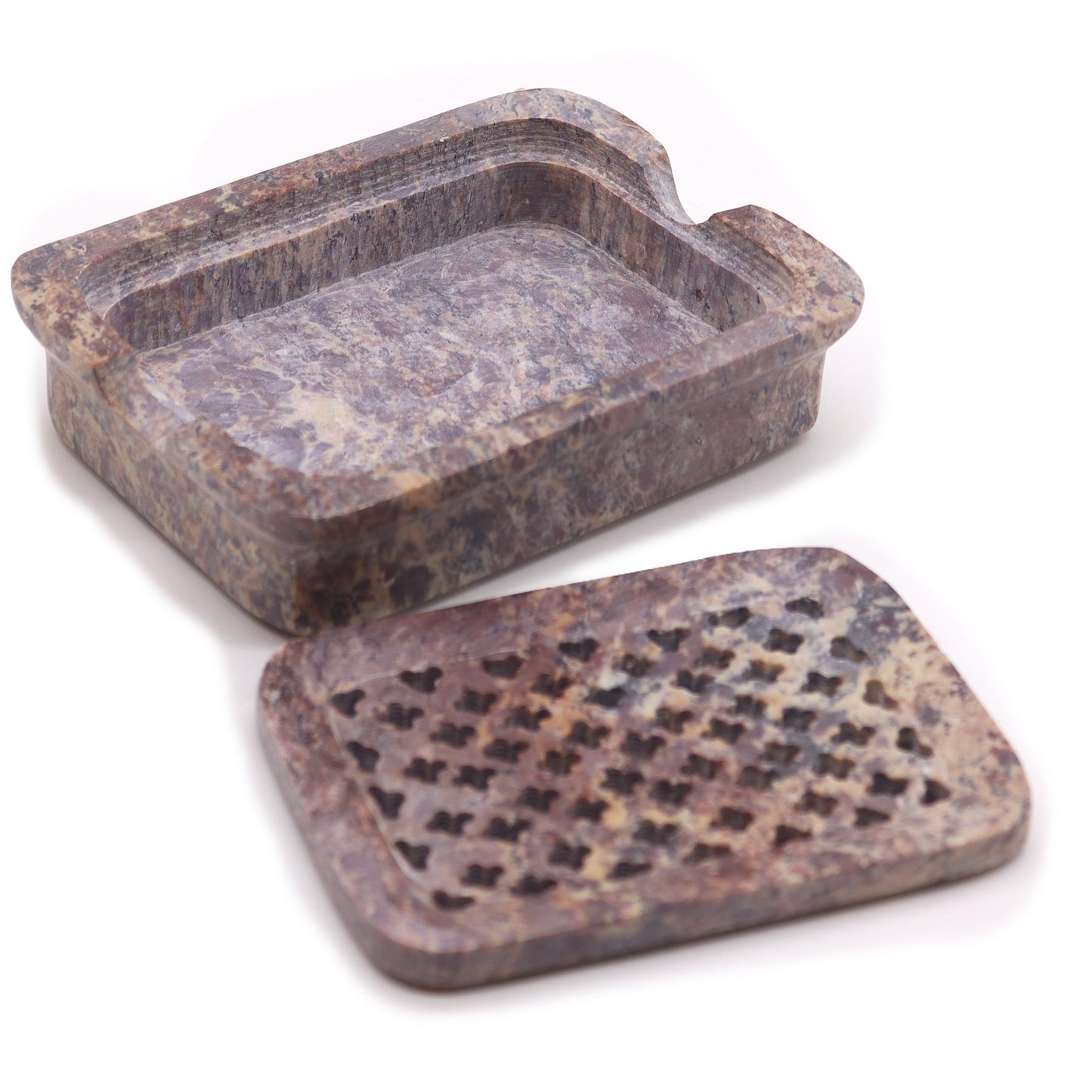 Porte-savon et égouttoir en stéatite 11x8cm - Carré Classique