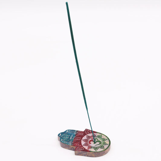 Porte-encens Hamsa en stéatite 9x6cm - OM
