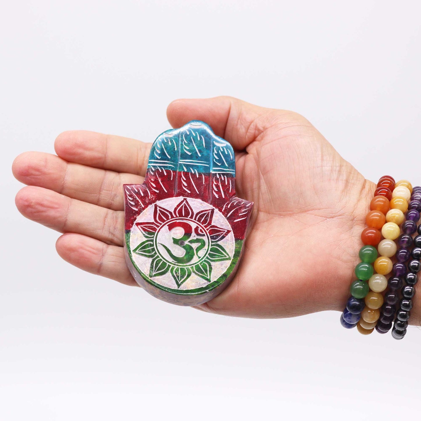 Porte-encens Hamsa en stéatite 9x6cm - OM