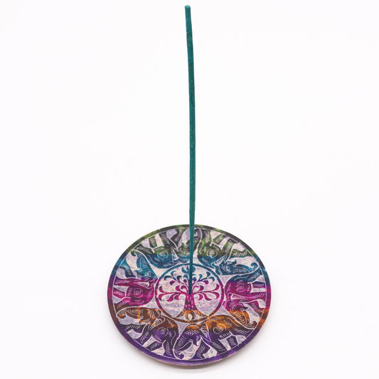 Porte-encens en stéatite 12 cm - 6 éléphants porte-bonheur