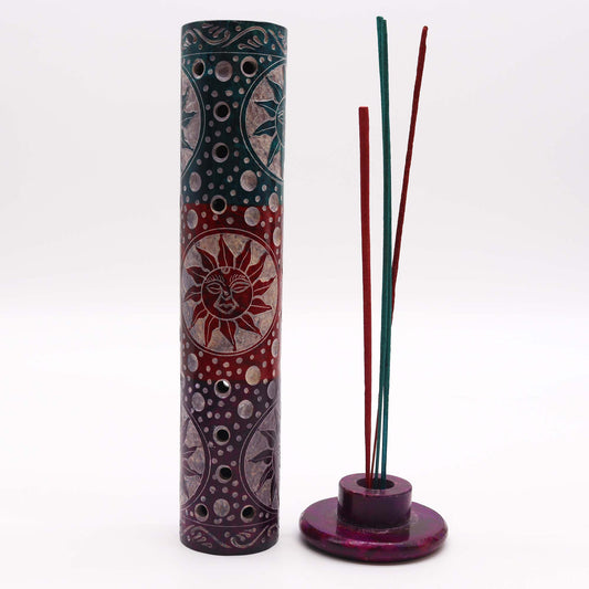 Porte-encens rond en stéatite 25 cm - Soleils