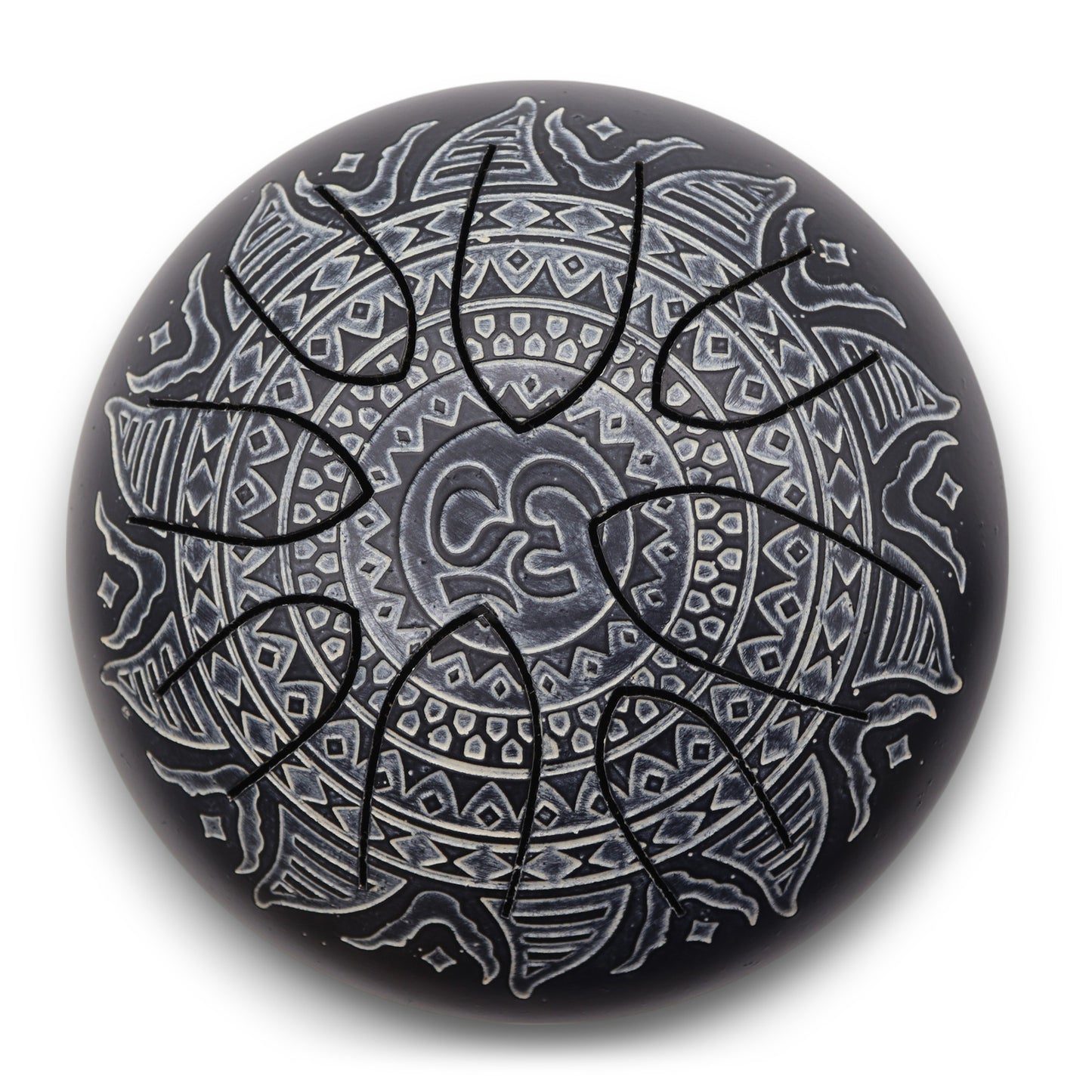 Gravierte Om-Mandala-Trommel – 16 cm