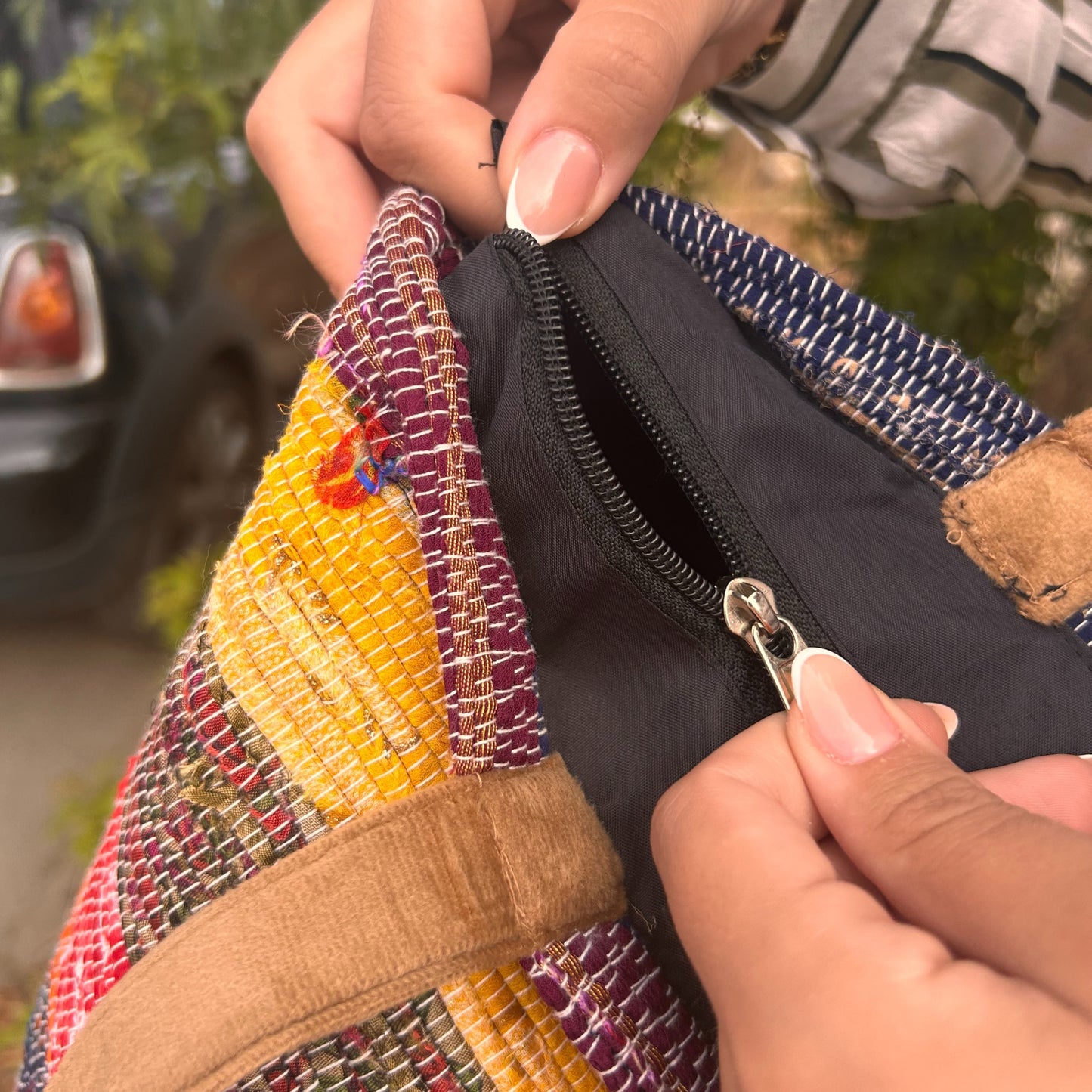 Grand sac de tapis recyclés - Coucher de soleil