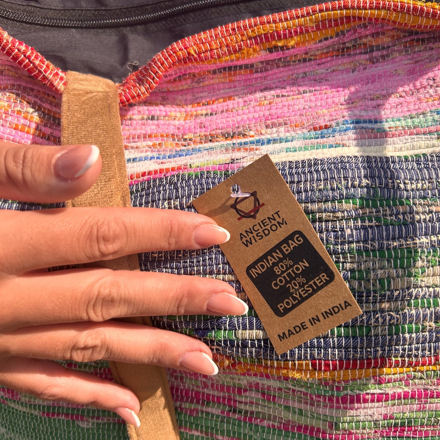 Grand sac de tapis recyclés - Tons roses