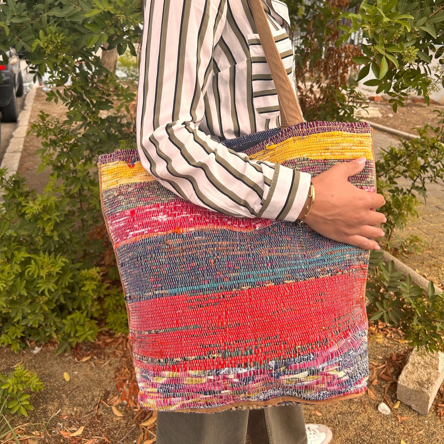 Grand sac de tapis recyclés - Coucher de soleil