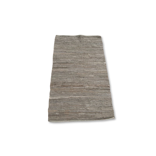 Kleiner indischer handgewebter Baumwollteppich – 50 x 90 cm – Anthrazit