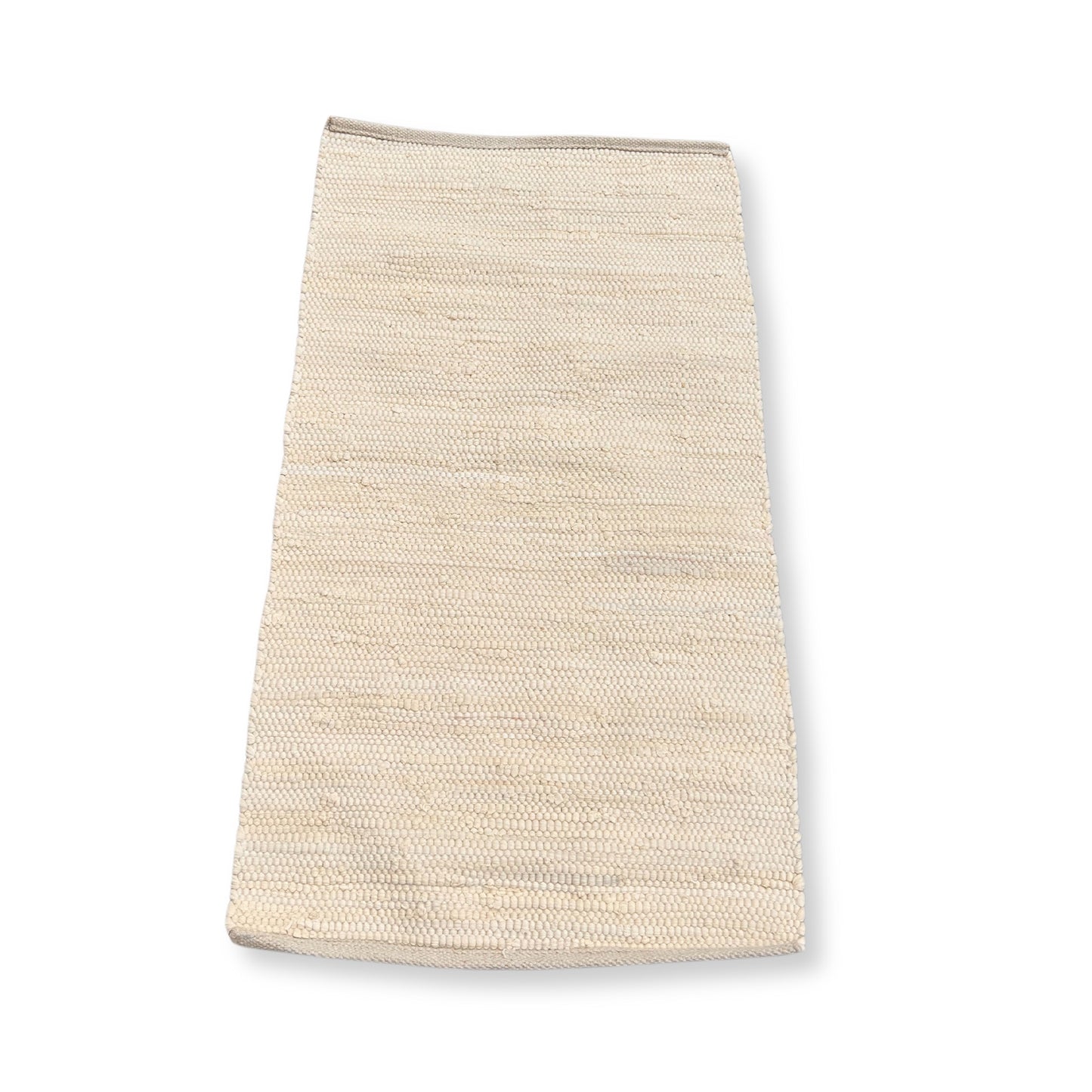 Mittelgroßer indischer handgewebter Baumwollteppich – 90 x 150 cm – Creme