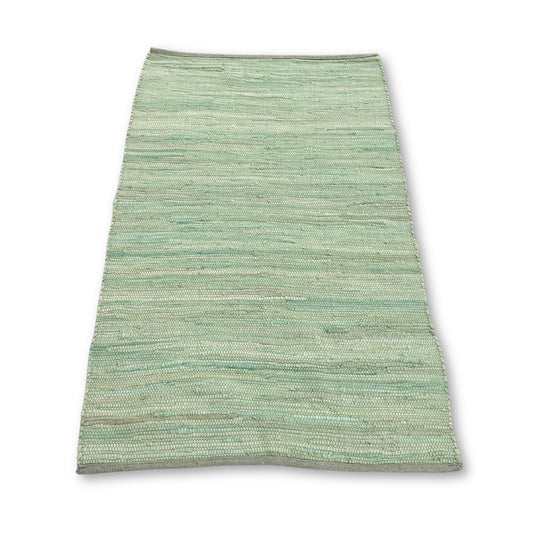 Großer indischer handgewebter Baumwollteppich – 130 x 170 cm – Grün