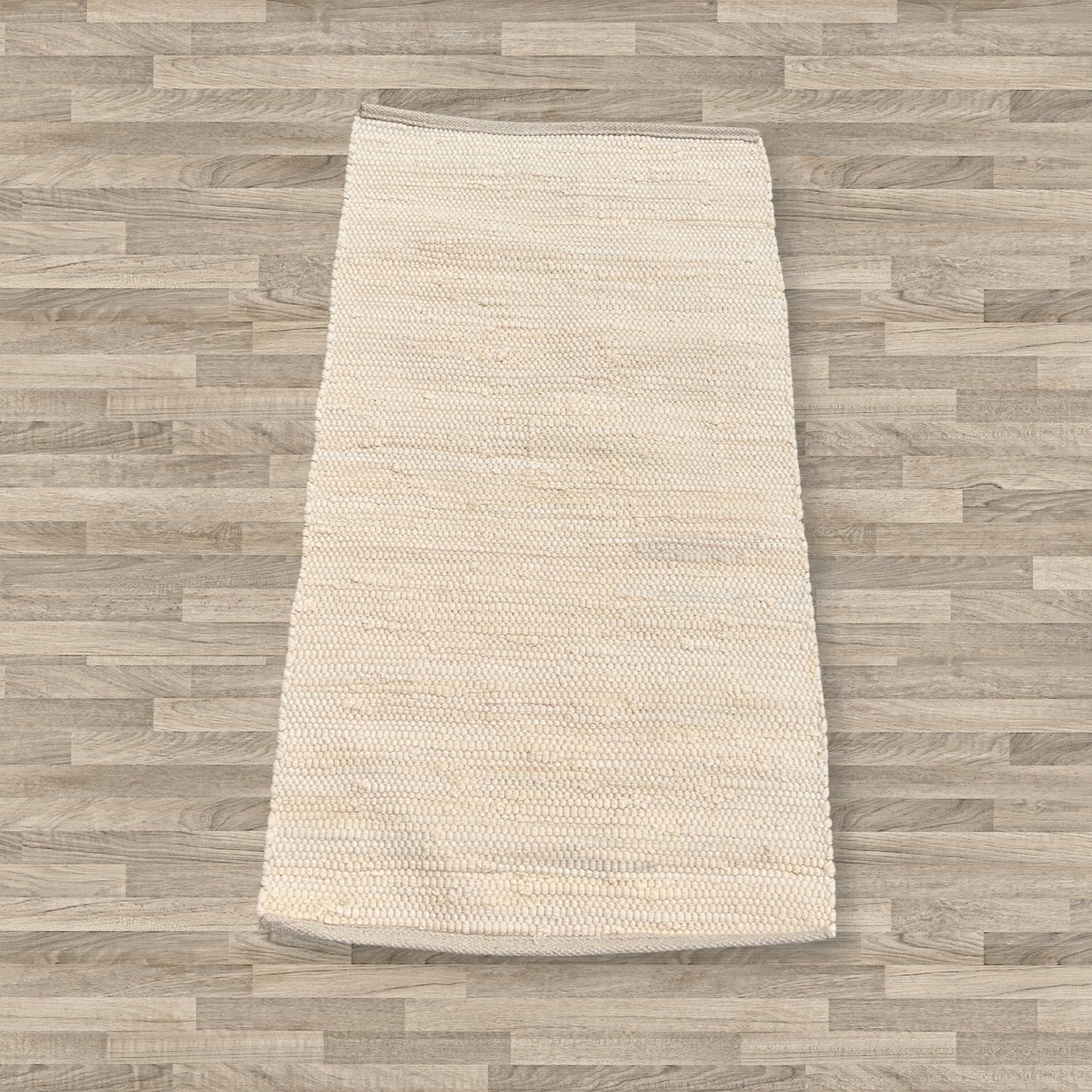Großer indischer handgewebter Baumwollteppich – 130 x 170 cm – Creme
