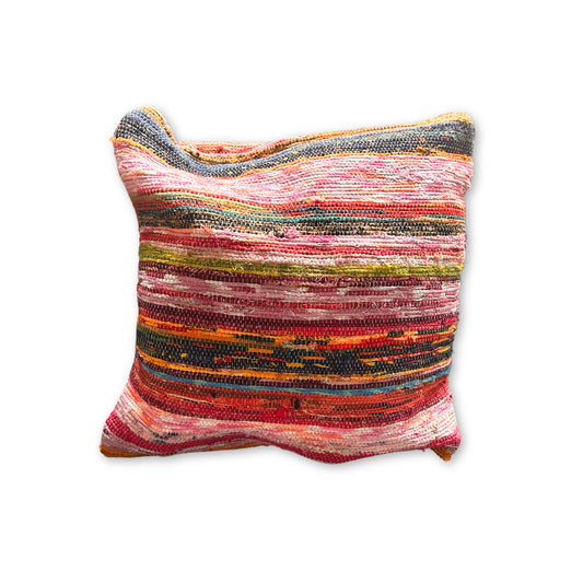 Kissenbezug aus recyceltem Teppich – 40 x 40 cm – Blau und Rot