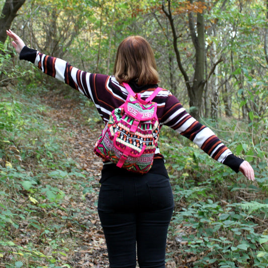 Jacquardstoff – Rosa Rucksack