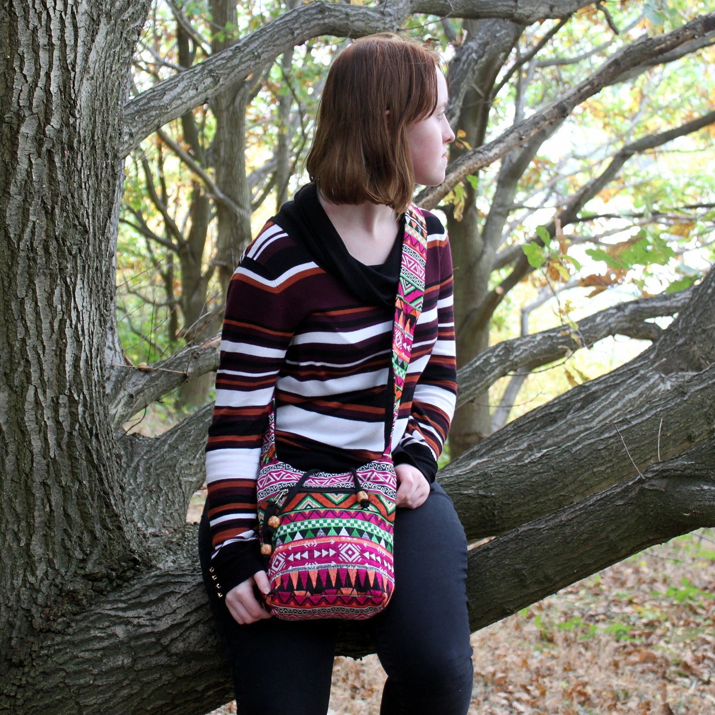 Jacquardstoff – Kleiner rosa Rucksack