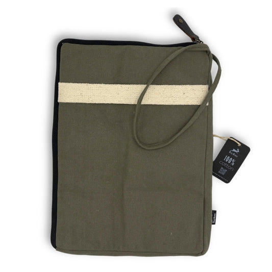 Grande housse en toile pour ordinateur portable - Olive