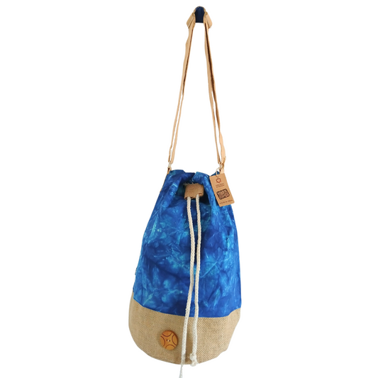 Sac à dos 100 % naturel - Effet délavé bleu - Mandala