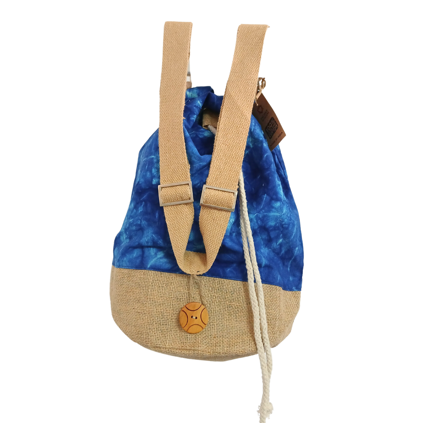 Sac à dos 100 % naturel - Effet délavé bleu - Mandala