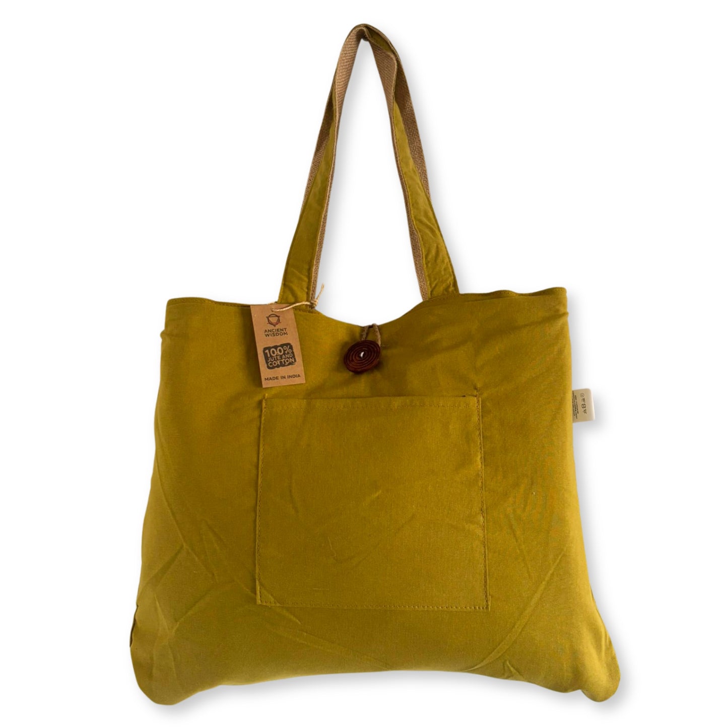 Grand sac réversible en jute et coton - Pistache