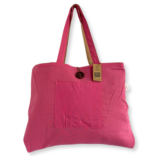 Grand sac réversible en jute et coton - Rose (204C)