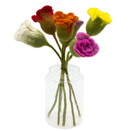6 x Flores de fieltro - Rosas (colores surtidos)