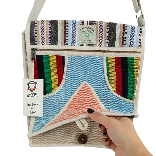 Sac messager pour ordinateur portable en chanvre - Triangle