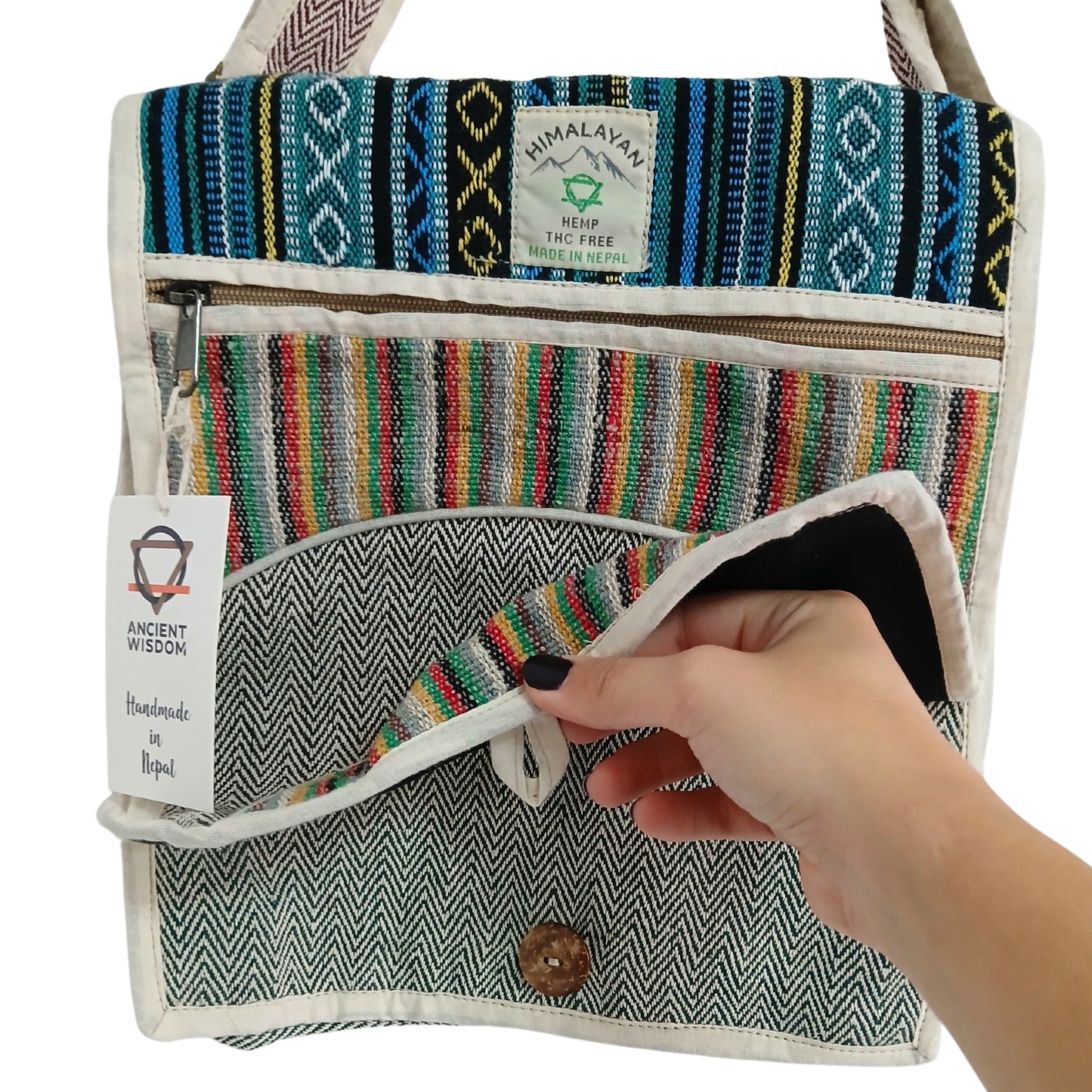 Sac messager pour ordinateur portable en chanvre - Curves