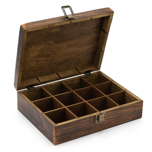 Geschnitzte Teebox (12 Fächer)