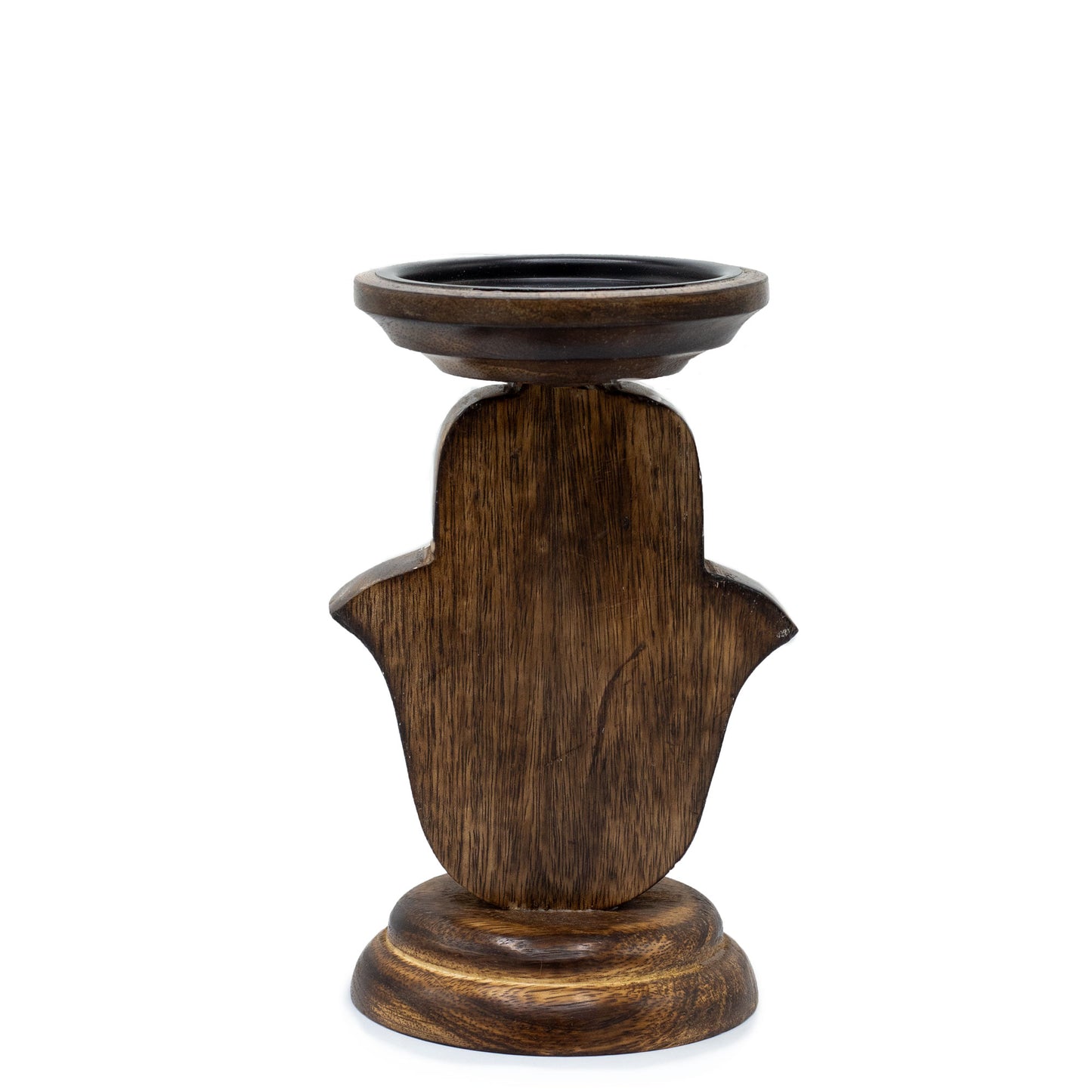 Kerzenhalter aus Mangoholz – Hamsa – Klein 18x11cm