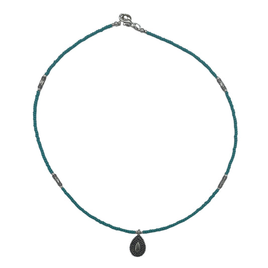 Collier en pierres précieuses extra-fines du Népal - Turquoise et goutte