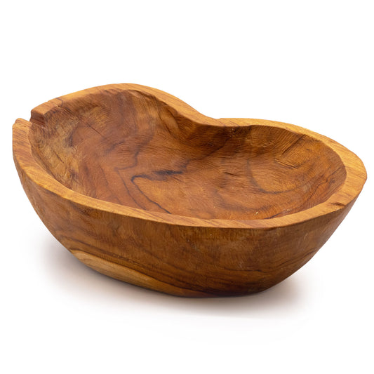 Obstschale aus natürlichem Teakholz - 31x22x8cm