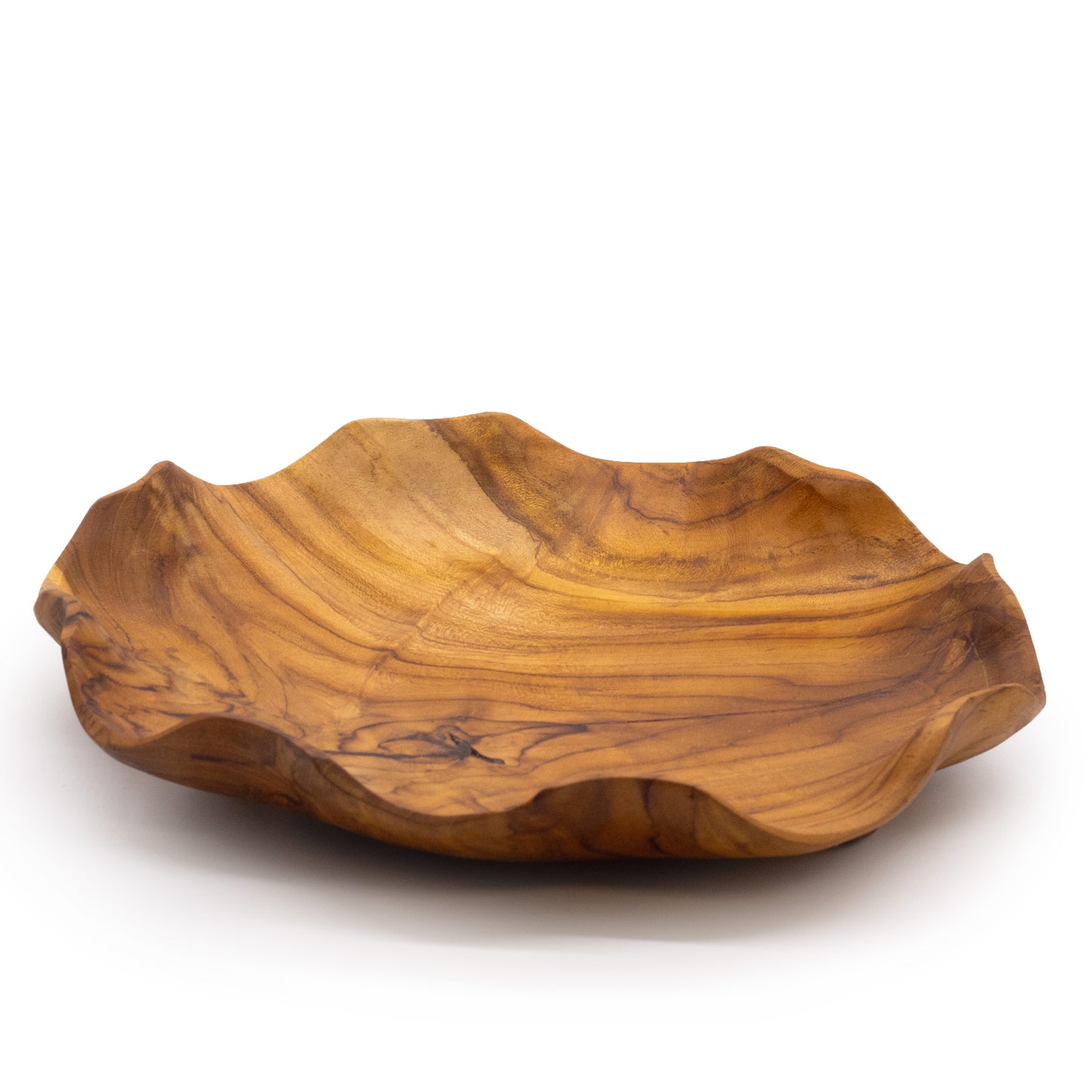 Glatte runde Obstschale aus Teakholz – 28 x 5,5 cm