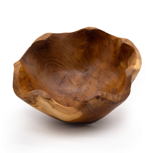 Mittlere Obstschale aus glattem Teakholz - 21 x 9 cm