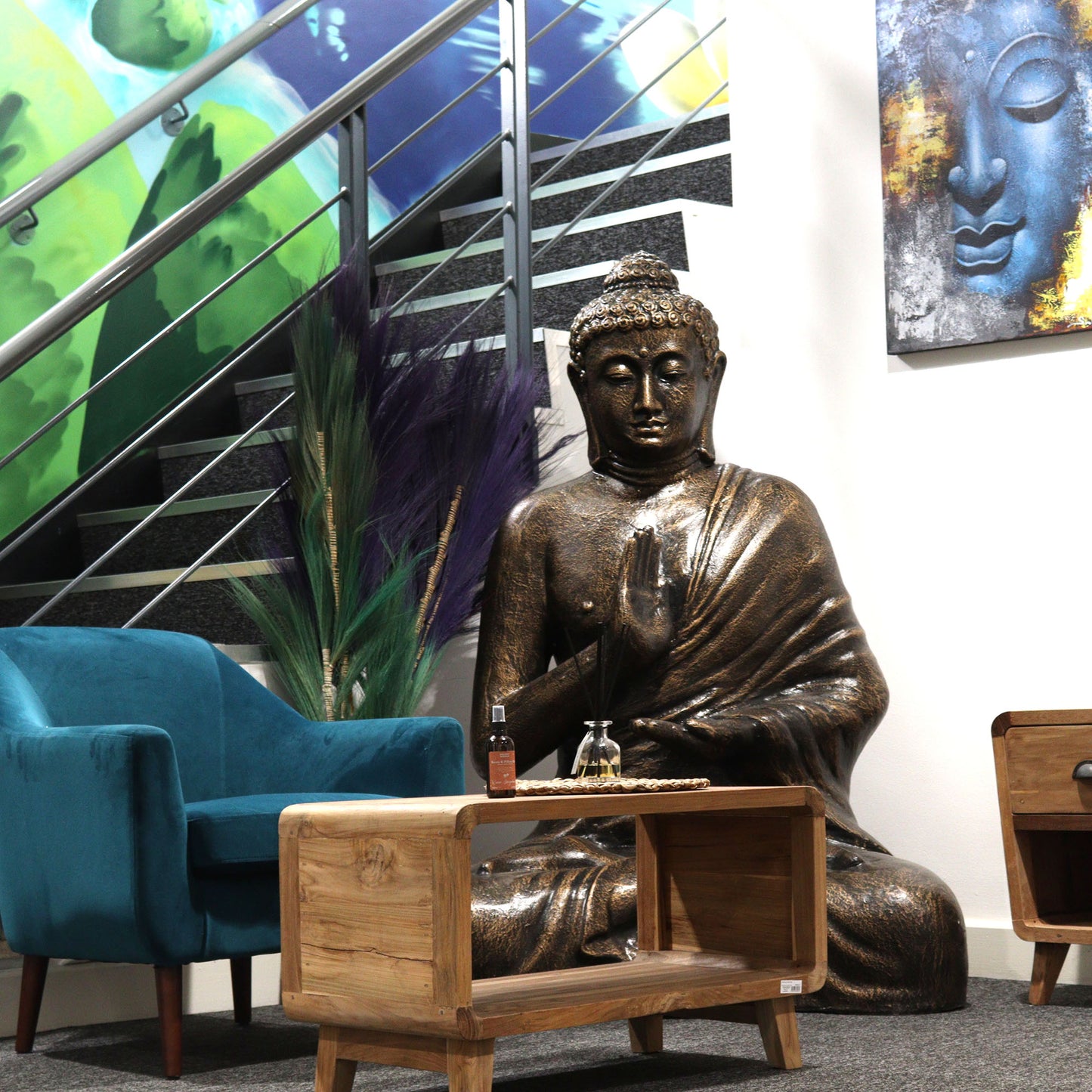 Großer antiker goldener Buddha-Meditation in Stupa – 1,5 m