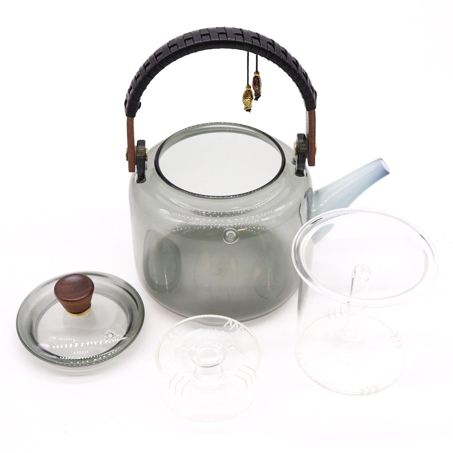 Glasteekanne mit Teesieb – mit Holzkohle-Dampfsystem – 1000 ml